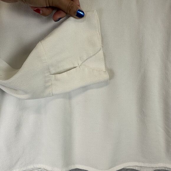 Massimo Dutti Top Medium White Womens Blend Long Sleeve V-neck Casual‎ Pintuck - Picture 6 of 12